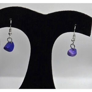 Purple Stone Earrings Faux Amethyst Pierced Dangle Drop Boho Casual Hippie NEW